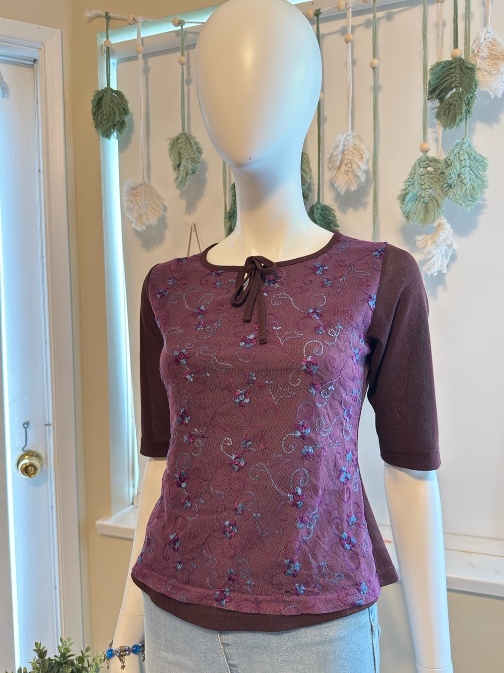 Vintage Y2K Sinéquanone Paris - Floral Embroidered Blouse